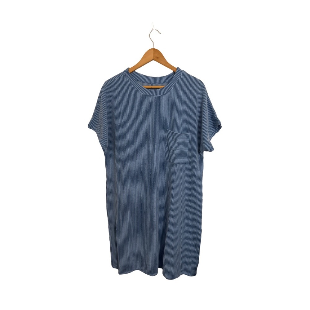 Casual Blue Striped Women's Tee Dress